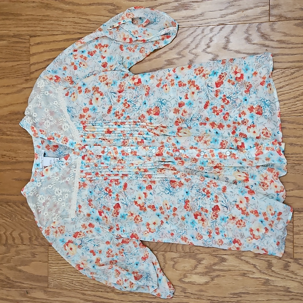 American Rag Long Sleeve Floral Boho Plus Size 3X Sheer Blouse.